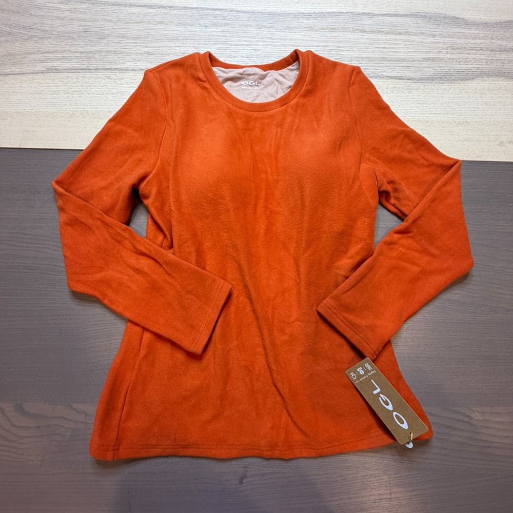 OGL Womens Large Fleece Pullover‎ Sweatshirt Crewneck Built in Bra Comfy MaxWarm